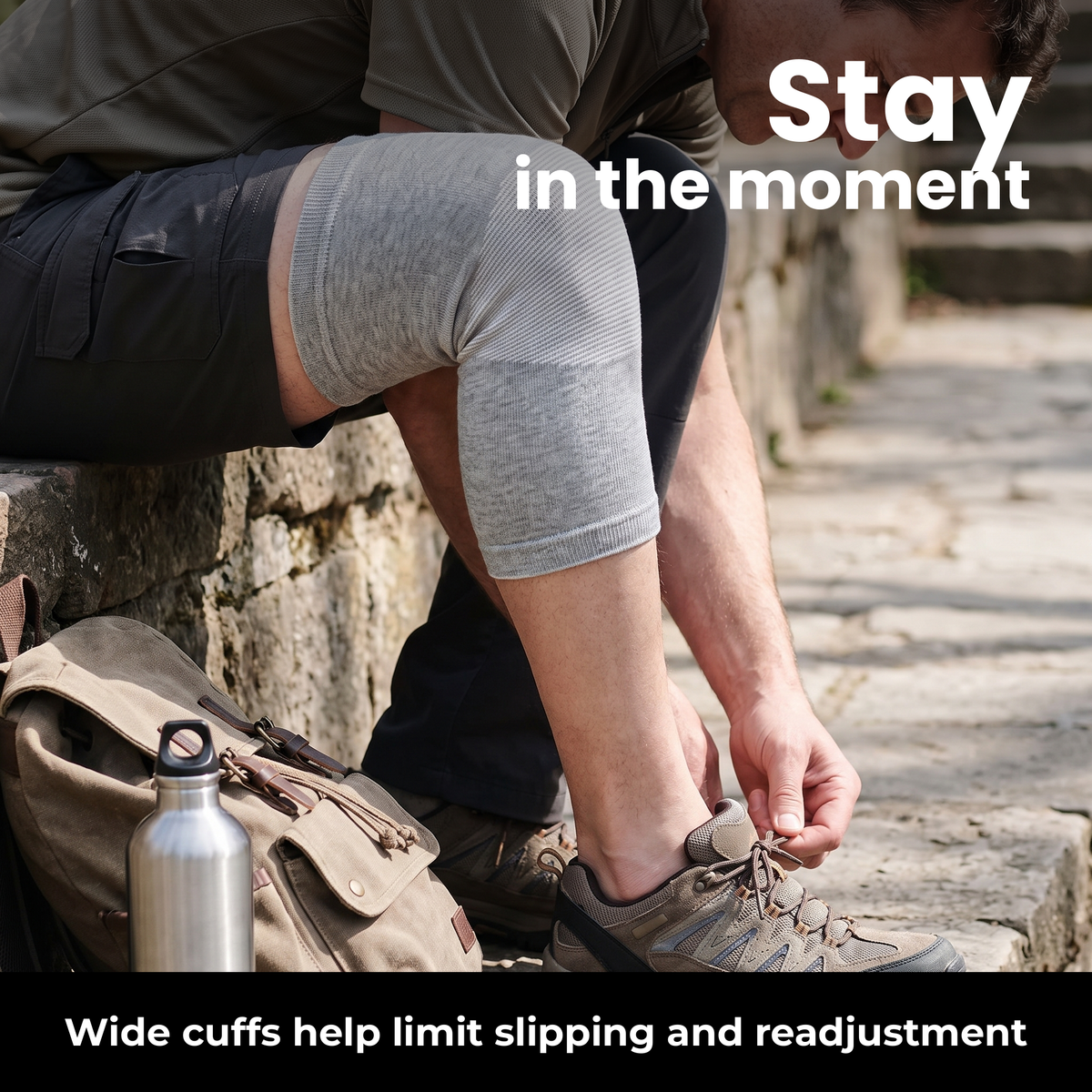 BambooFlex wide cuffs sitting securely during an outdoor walk