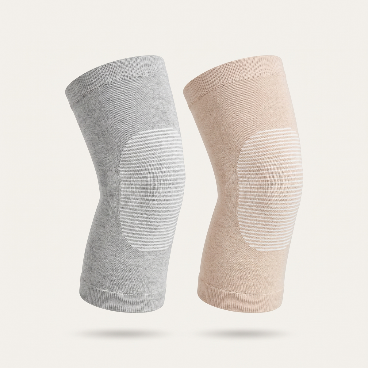 Voria BambooFlex knee sleeves in light grey and warm beige