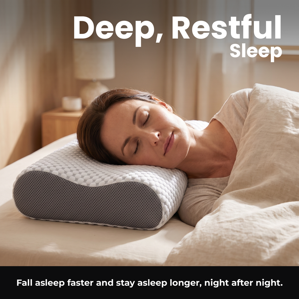 Deep, Restful Sleep — peaceful sleeper and corrected 61×35 cm proportion
