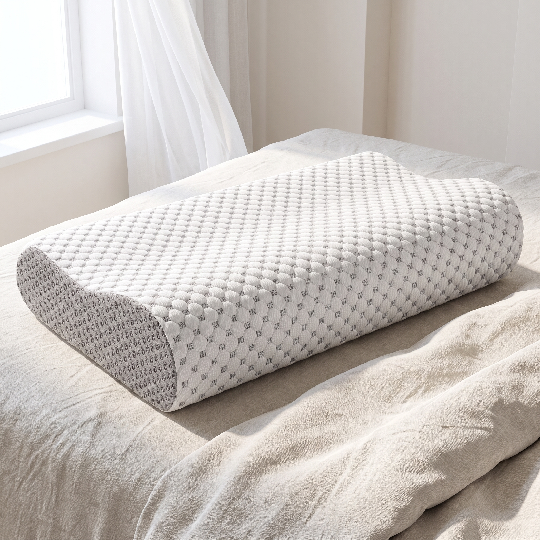 [en] Stay Cool All Night section — exact CloudSleep pillow in an airy bedroom