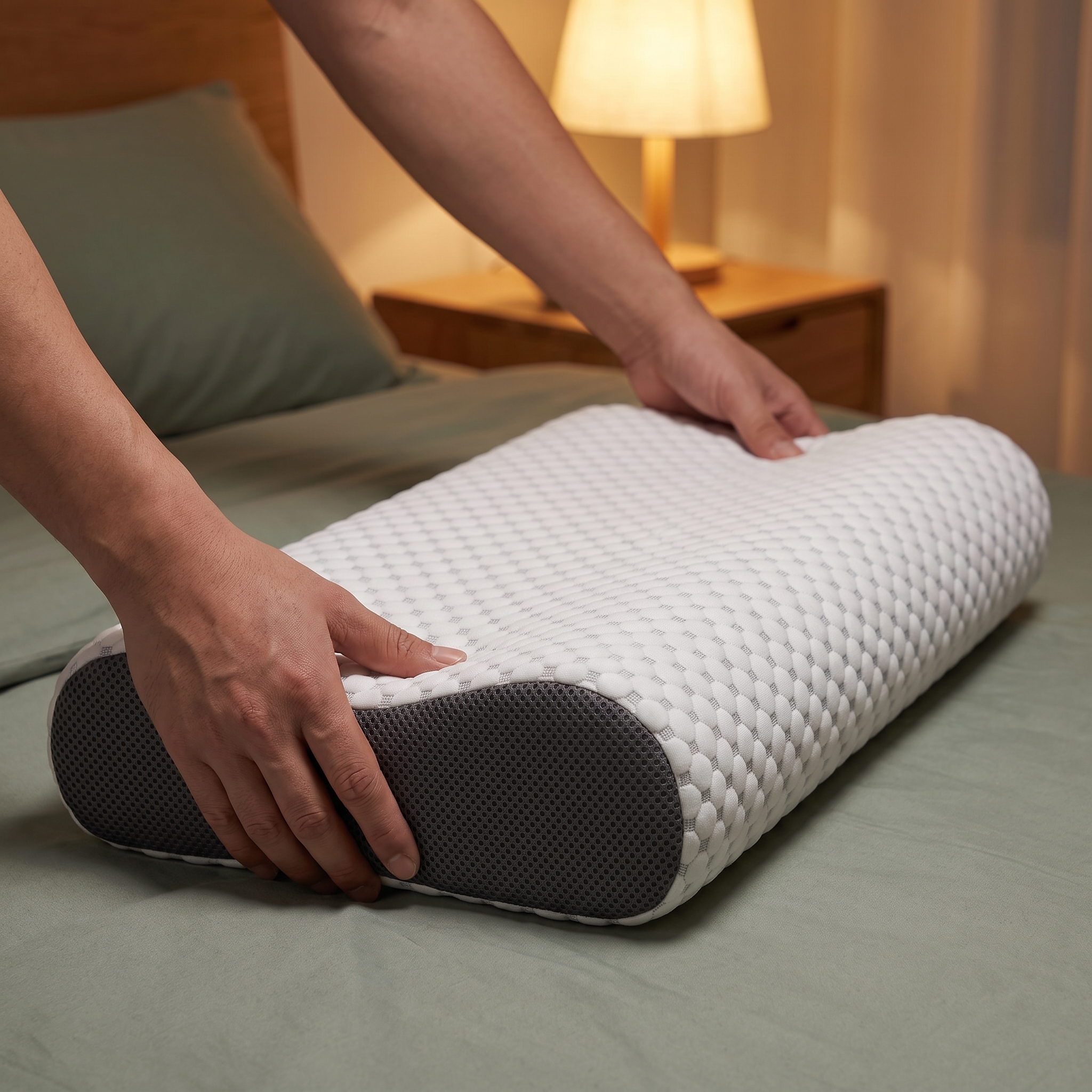 Turning the CloudSleep Pillow to choose a different-height edge