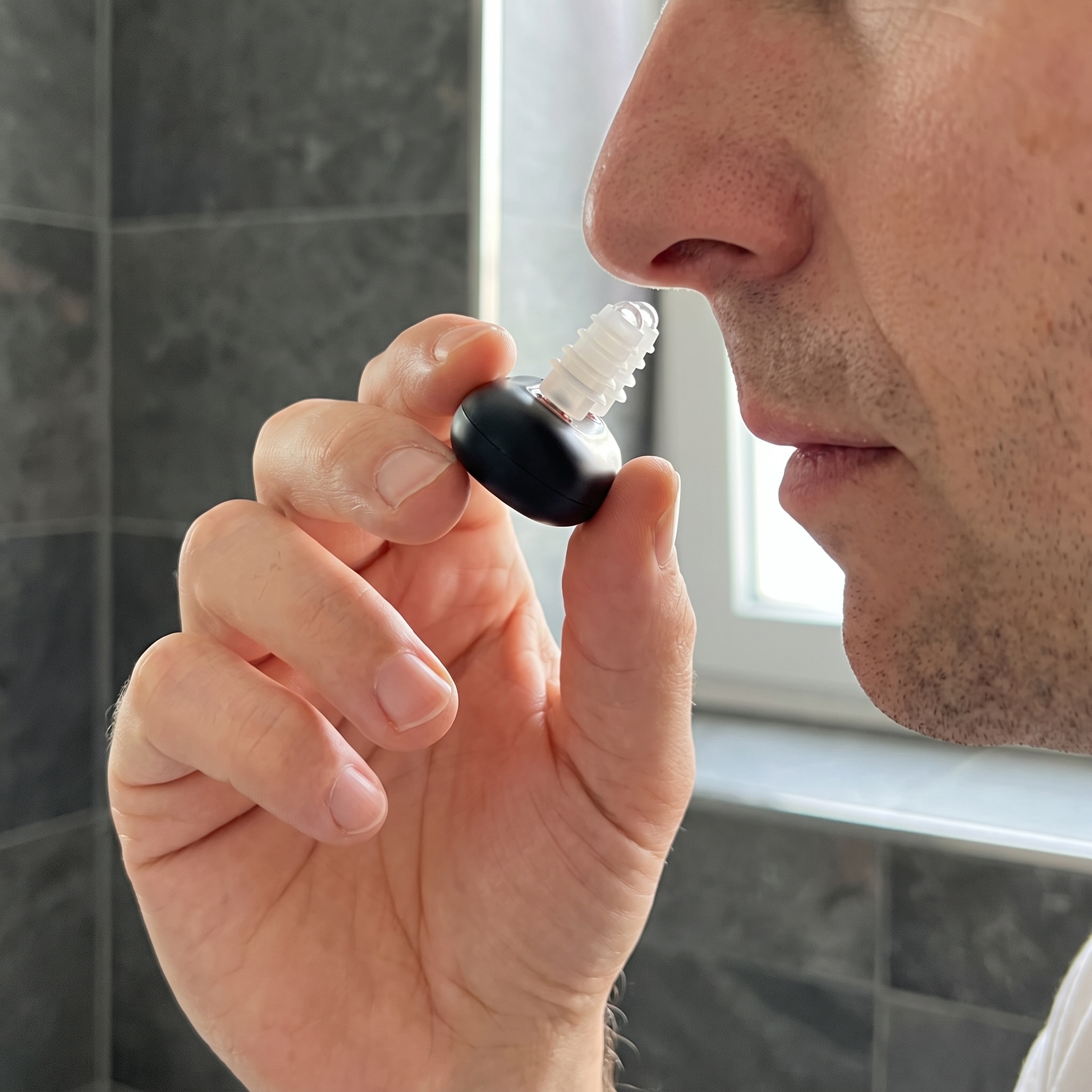Positioning the nasal clip before use